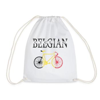 CYCLING IN BELGIUM - Drawstring Bag - white - Front