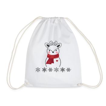 Bonhomme de neige renne de Noël dans la forêt avec beaucoup - Sac de sport léger - blanc - Devant