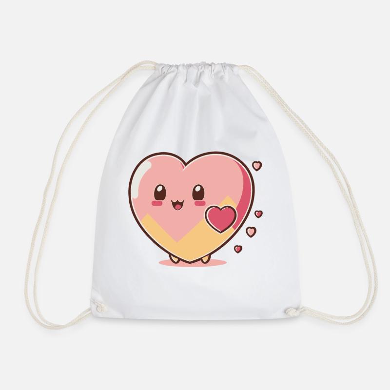 sweet heart - Drawstring Bag - white