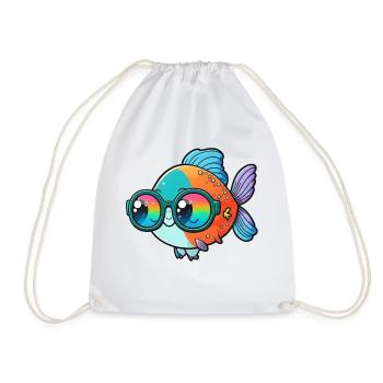 Kawaii Mignon Heureux Poisson Coloré Avec Lunettes De Soleil - Sac de sport léger - blanc - Devant