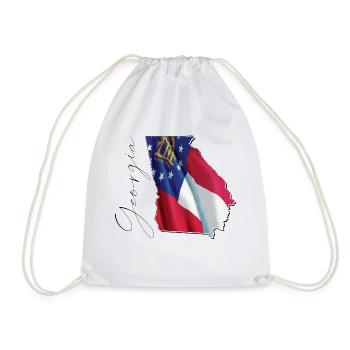 Georgia (USA) | Real Flag | Flag Map Script - Drawstring Bag - white - Front