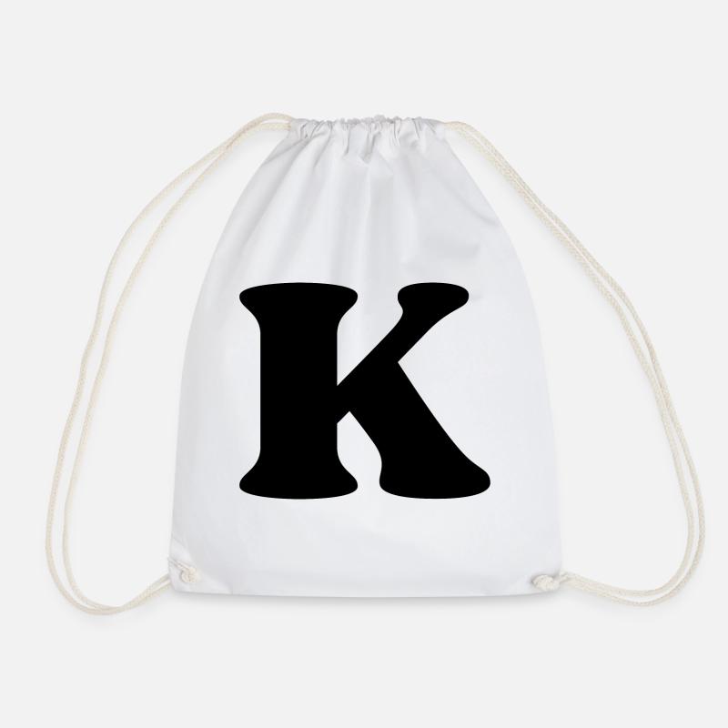 Letter k - Drawstring Bag - white
