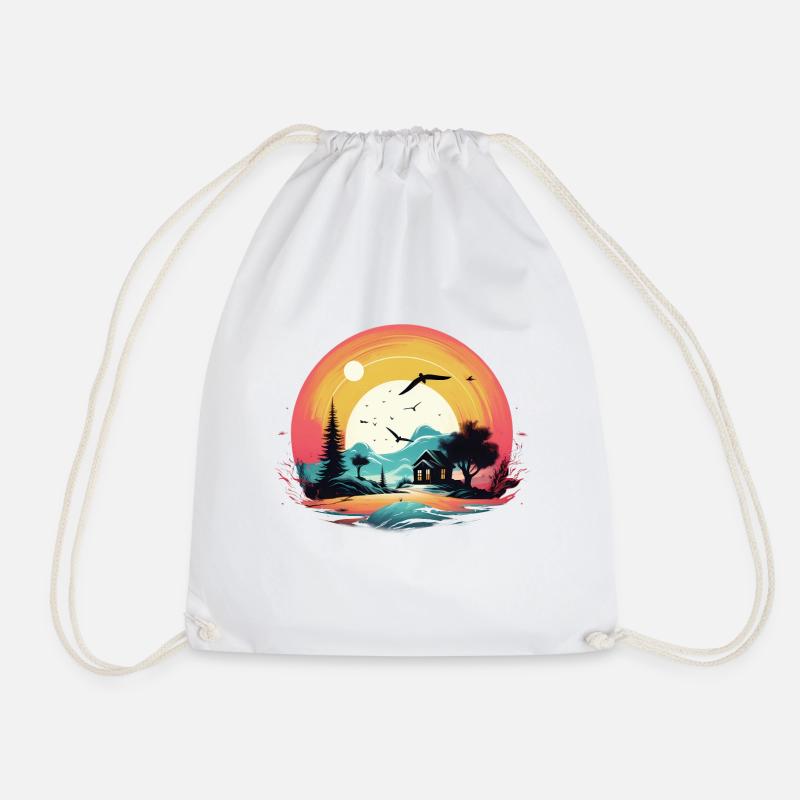 Sunset - Drawstring Bag - white