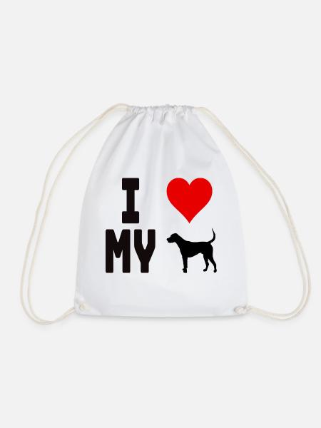 T-Shirt I Love My Dog für Hundefreunde - Turnbeutel - Weiß