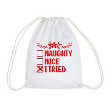 Naughty Nice I Tried - Drawstring Bag - white - Front
