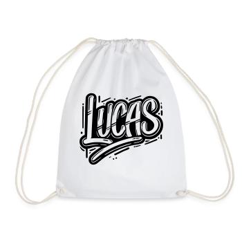 Lucas Surname First name Graffiti - Drawstring Bag - white - Front