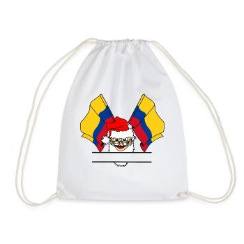 Santa Claus with two Columbia flags - Drawstring Bag - white - Front