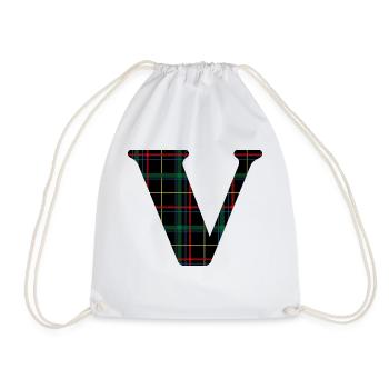 Monogram v scottish tartan - Drawstring Bag - white - Front