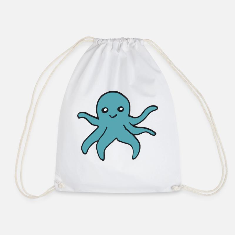 Octopus turquoise - Drawstring Bag - white