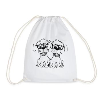 2 chiens nerd lunettes à monture de corne geek duo bretelles intelligentes - Sac de sport léger - blanc - Devant