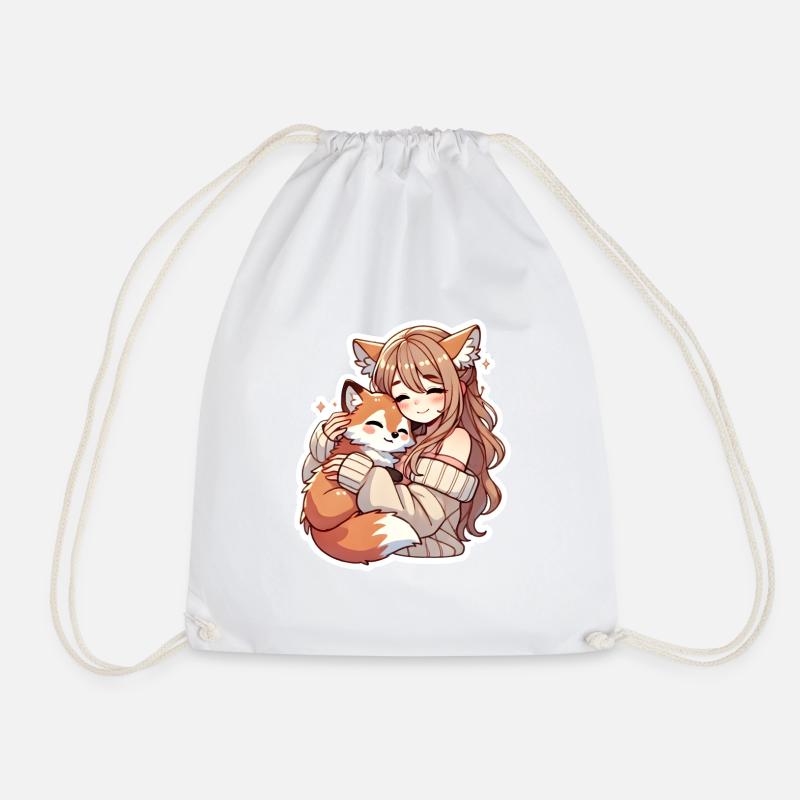 Mädchen mit Fuchs - Turnbeutel - Weiß