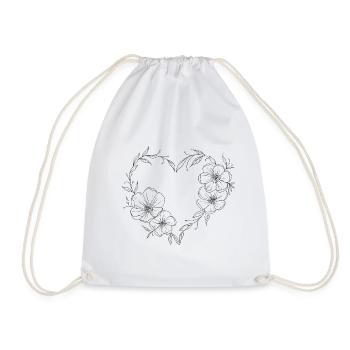 Coeur avec des fleurs et des feuilles. Romantique. - Sac de sport léger - blanc - Devant