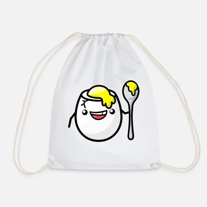 Breakfast egg while doing your hair - Drawstring Bag - white