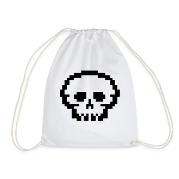 Pixel Skull - Drawstring Bag - white - Front