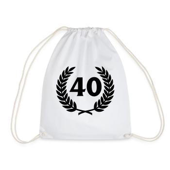 Laurel wreath & Number (40) - Drawstring Bag - white - Front