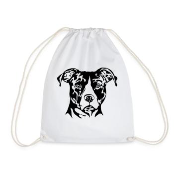 AMERICAN STAFFORDSHIRE PORTRAIT - Drawstring Bag - white - Front