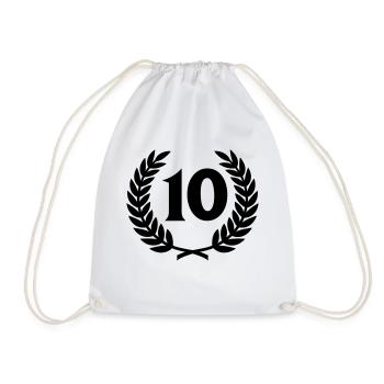 Laurel wreath & Number (10) - Drawstring Bag - white - Front