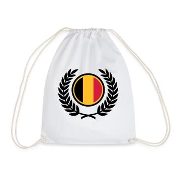 Belgien (Flagge & Lorbeerkranz) - Turnbeutel - Weiß - Vorne
