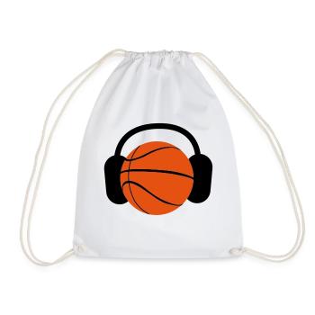 BASKETBALL mit Kopfhörern Musik zu hören - Turnbeutel - Weiß - Vorne