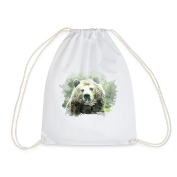 bear - Drawstring Bag - white - Front