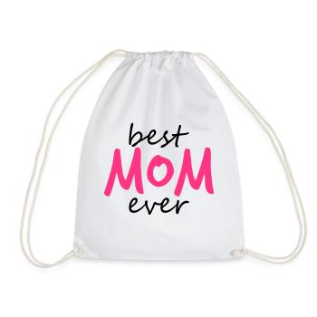 text best mom ever sticker autocollant button amour - Sac de sport léger - blanc - Devant