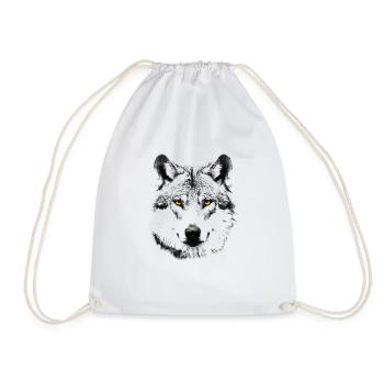 The Wolf - Drawstring Bag - white - Front