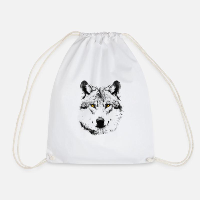 The Wolf - Drawstring Bag - white