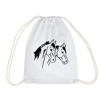 Two Horses - Drawstring Bag - white - Front