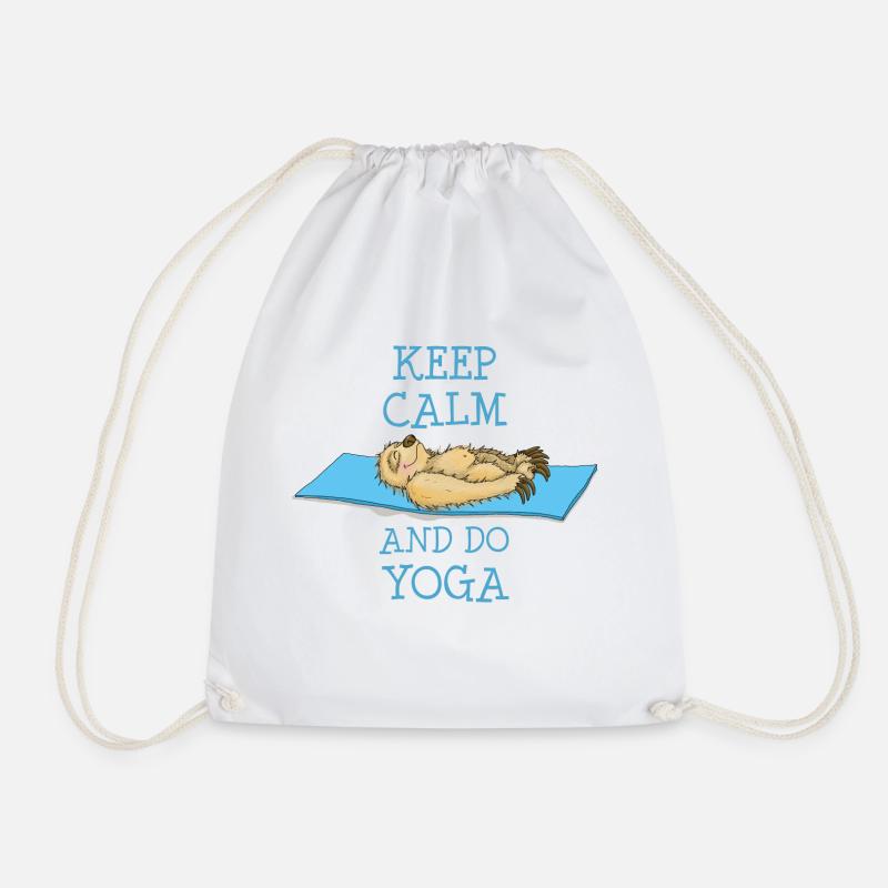 Yoga sloth is very relaxed in Savasana - Drawstring Bag - white