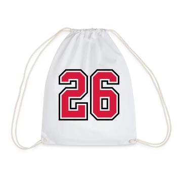 26 sports jersey football number - Drawstring Bag - white - Front