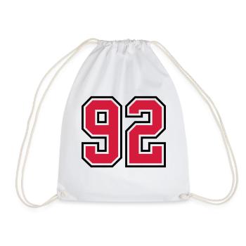 92 sports jersey football number - Drawstring Bag - white - Front