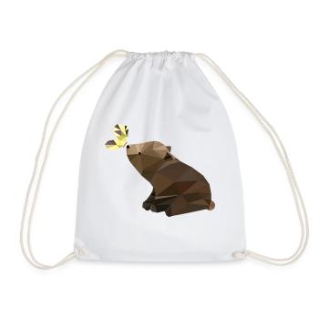 Bear with butterfly, baby bear, sweet - Drawstring Bag - white - Front