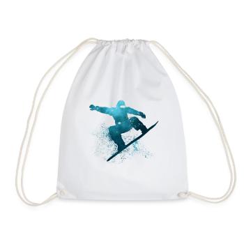 Snowboard cool turquoise - Drawstring Bag - white - Front