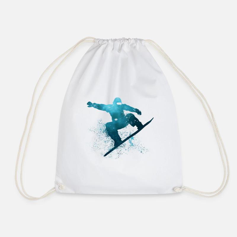 Snowboard cool turquoise - Drawstring Bag - white