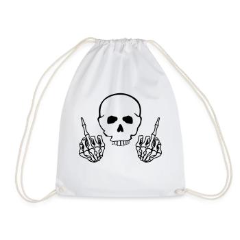 totenkopf_mittelfinger - Turnbeutel - Weiß - Vorne