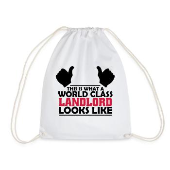 world class landlord - Drawstring Bag - white - Front