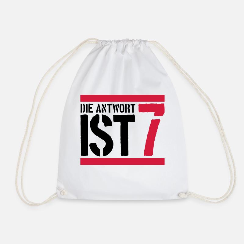 the answer is 7 numerology - Drawstring Bag - white