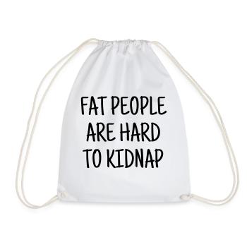 Fat - Chubby - Sport - Diet - Humor - Plump - Joke - Drawstring Bag - white - Front