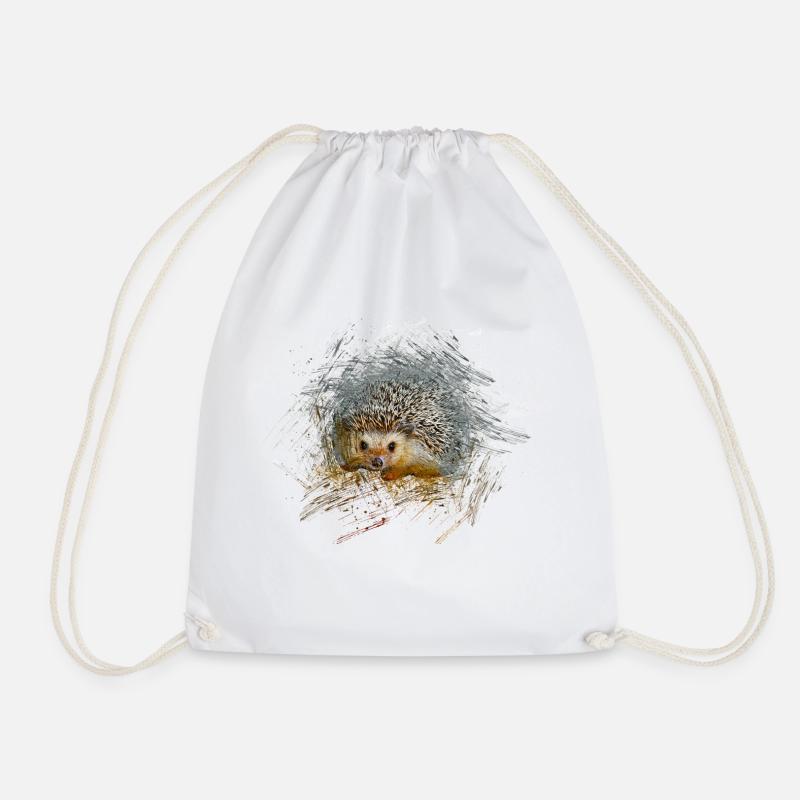 Hedgehog - Drawstring Bag - white