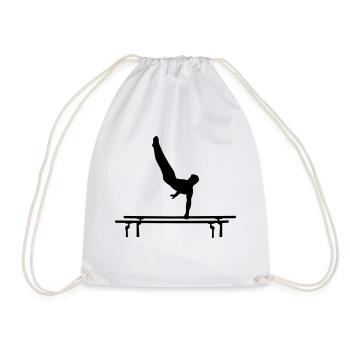Men's Gymastics, Gymnast doing parallel bars - Drawstring Bag - white - Front