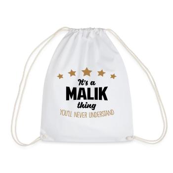 It's a malik name thing stars never under - Drawstring Bag - white - Front