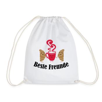 croissant_and_coffee_friends_001 - Turnbeutel - Weiß - Vorne