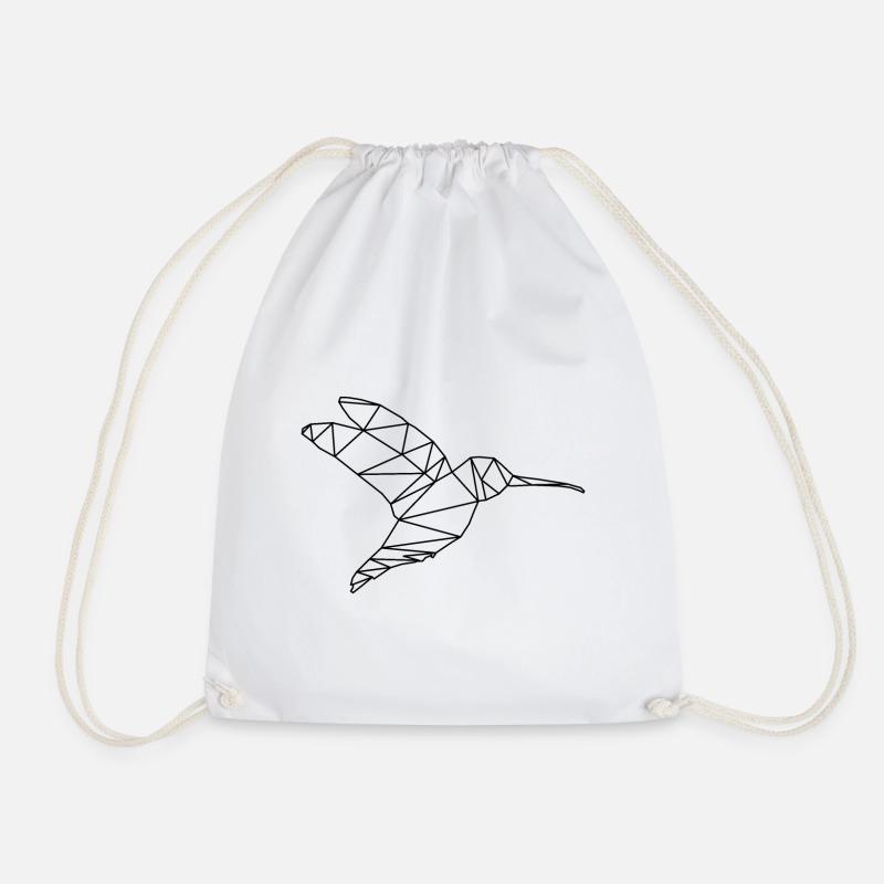 Hummingbird geometric - Drawstring Bag - white