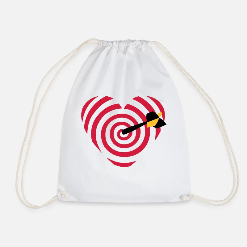 heart target darts - Drawstring Bag - white