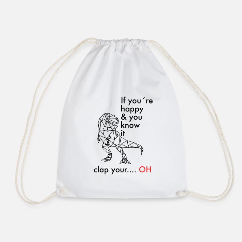Dino with a saying - Drawstring Bag - white