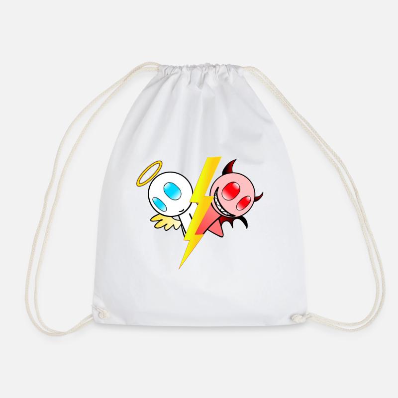 Angel or devil. Good or evil. Sweet or cheeky - Drawstring Bag - white