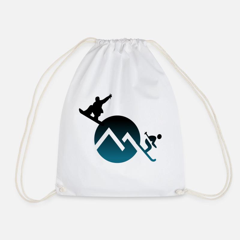 Between snow and skiing - Drawstring Bag - white