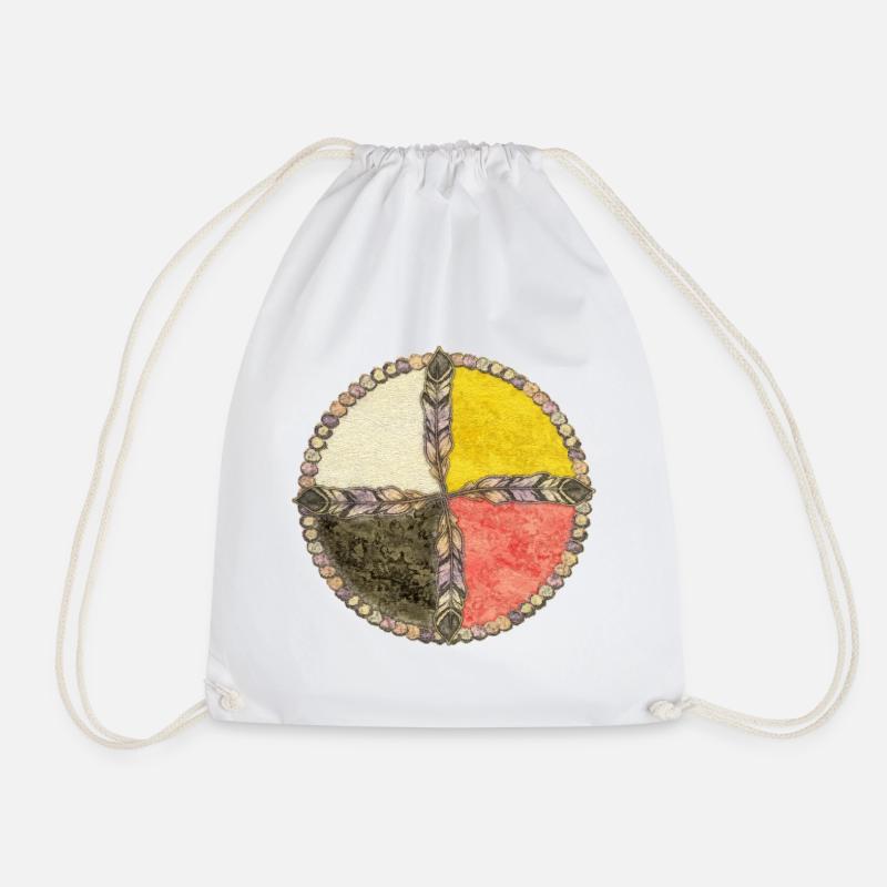 Native Americans Medicine Wheel - Feathers 3 - Turnbeutel - Weiß