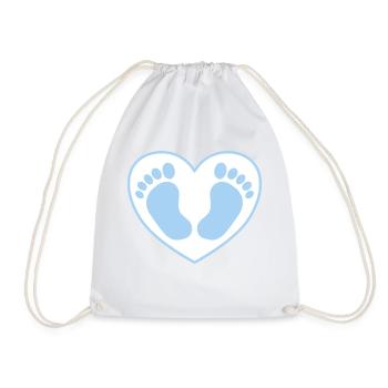 Bébé pieds pieds coeur bleu - Sac de sport léger - blanc - Devant
