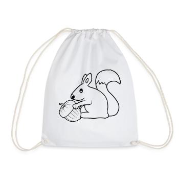 Happy Squirrel Acorn - Drawstring Bag - white - Front